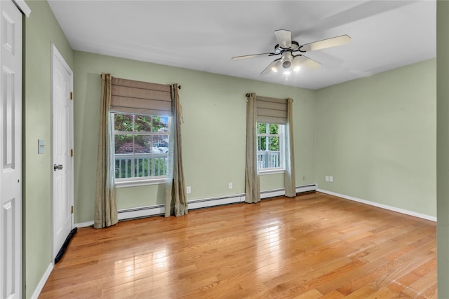 534 Puritan Dr, Shirley, NY 11967 - empty room with light wood-type flooring, ceiling fan, and baseboards
