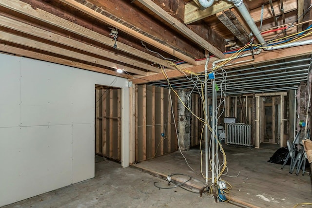 view of unfinished basement