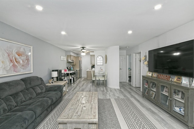 198 Millard Ave Unit 198, West Babylon, NY 11704 - living area featuring light wood-style flooring, ceiling fan, recessed lighting, and baseboards