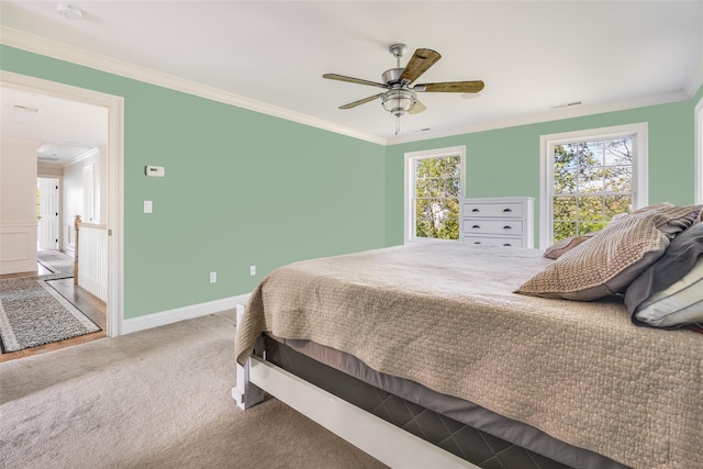7 Viola Ct, Wappingers Falls, NY 12590 - bedroom with ornamental molding, carpet, baseboards, and ceiling fan
