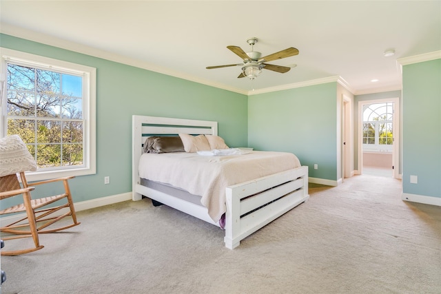 7 Viola Ct, Wappingers Falls, NY 12590 - bedroom featuring baseboards, ornamental molding, multiple windows, and carpet flooring