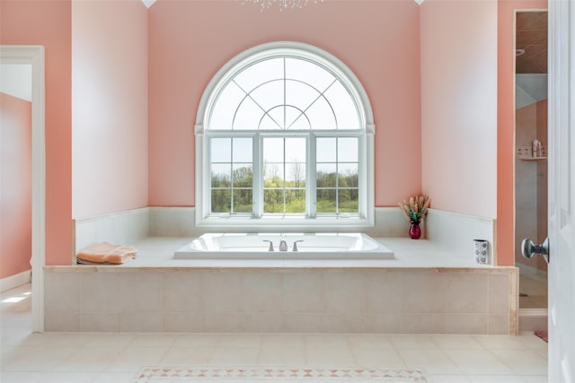7 Viola Ct, Wappingers Falls, NY 12590 - bathroom featuring a stall shower, a garden tub, and tile patterned flooring