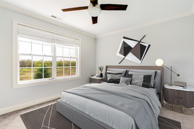 7 Viola Ct, Wappingers Falls, NY 12590 - carpeted bedroom featuring crown molding, baseboards, and ceiling fan