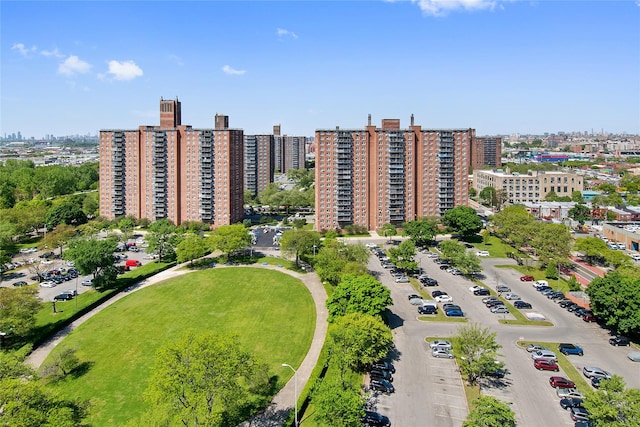 drone / aerial view featuring a city view