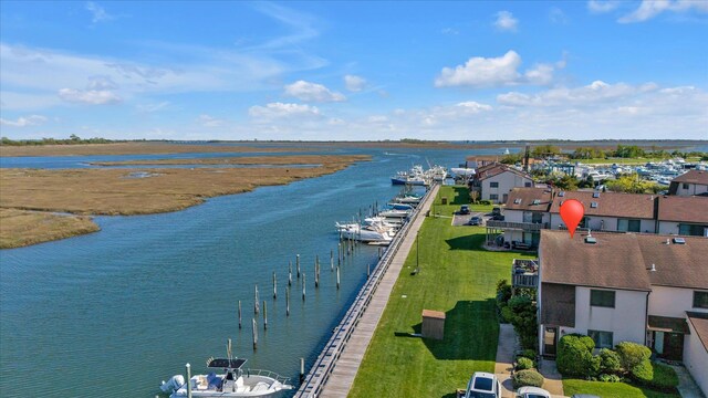 drone / aerial view of a nearby body of water