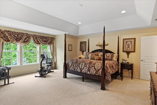 7 Moreland Ct, Mount Sinai, NY 11766 - bedroom with light colored carpet, a raised ceiling, baseboards, and recessed lighting
