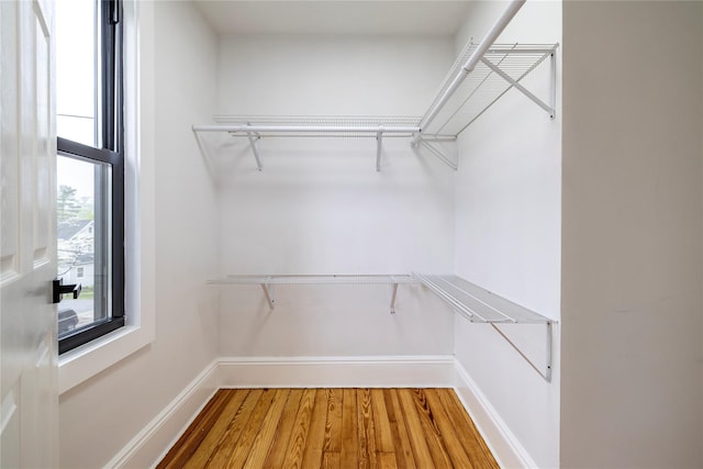 walk in closet featuring wood finished floors