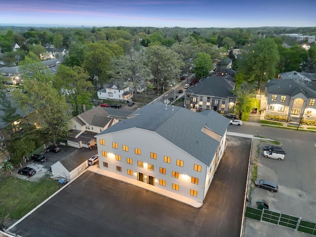 aerial view at dusk of a residential view