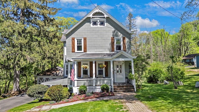 80 Hill St, Walden, NY 12586 - view of front facade with a front lawn and covered porch