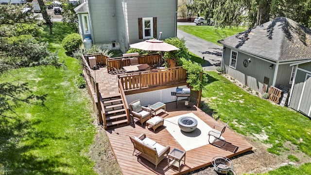 80 Hill St, Walden, NY 12586 - deck with an outdoor fire pit and stairway