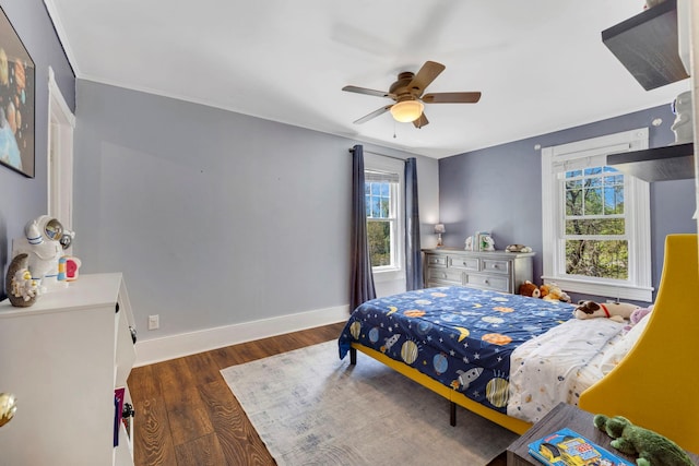 80 Hill St, Walden, NY 12586 - bedroom with ceiling fan, wood finished floors, baseboards, and multiple windows
