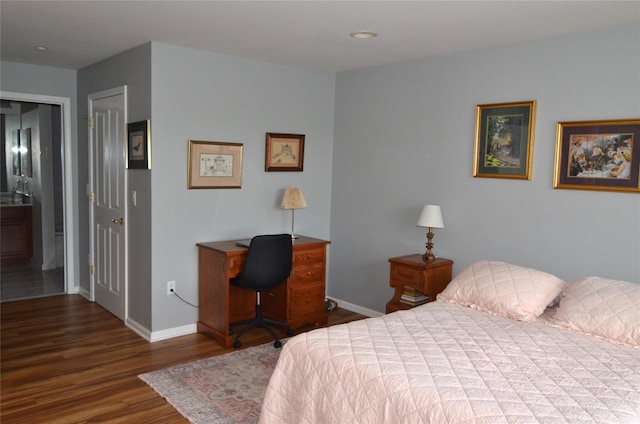 1308 Round Pointe Dr Unit 1308, Haverstraw, NY 10927 - bedroom with wood finished floors, baseboards, recessed lighting, and connected bathroom