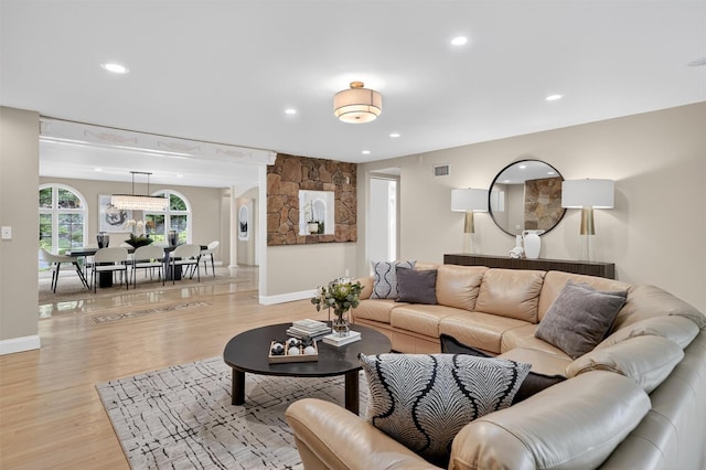 65 Round Hill Rd, Armonk, NY 10504 - living room with light wood-style flooring and recessed lighting