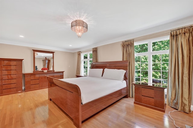 65 Round Hill Rd, Armonk, NY 10504 - bedroom featuring light wood-style floors, ornamental molding, and recessed lighting