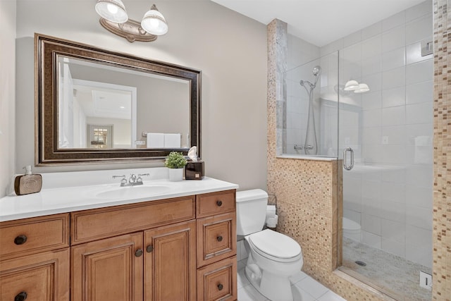 65 Round Hill Rd, Armonk, NY 10504 - full bath with vanity, a stall shower, and tile patterned floors
