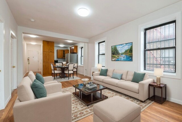 62-64 Saunders Unit K2, Rego Park, NY 11374 - living room with light wood-style floors and baseboards