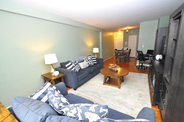 living area featuring light wood finished floors