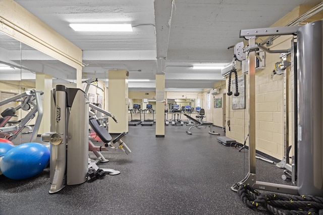 workout area with a wall mounted AC