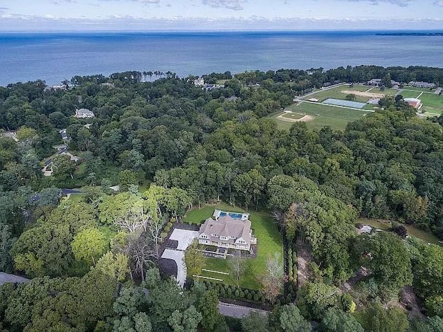 2 Short Path, Nissequogue, NY 11780 - drone / aerial view with a water view and a forest view