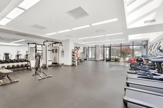 exercise room with visible vents