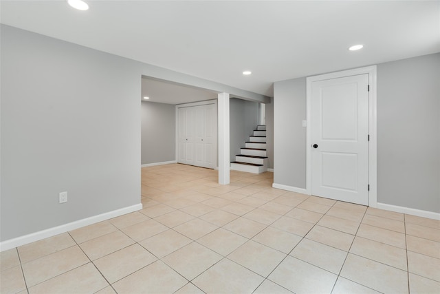 5 Helen Dr, Wappingers Falls, NY 12590 - finished below grade area featuring stairs, recessed lighting, baseboards, and light tile patterned flooring