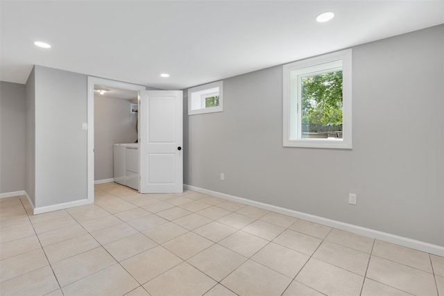 5 Helen Dr, Wappingers Falls, NY 12590 - basement with recessed lighting, baseboards, light tile patterned floors, and washer and dryer