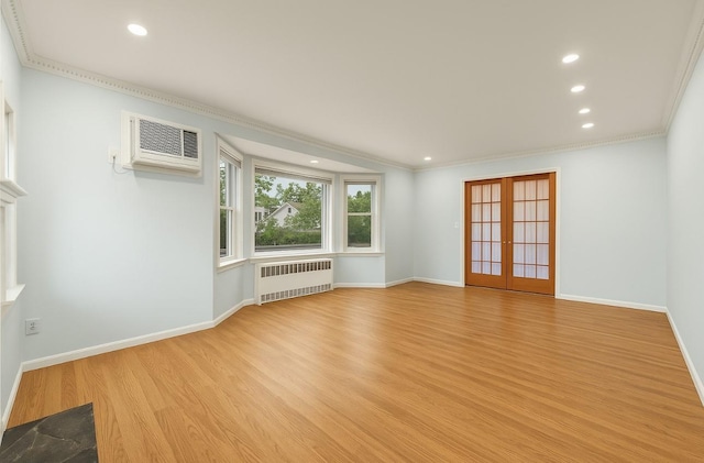 56 W Beech St, Long Beach, NY 11561 - unfurnished room with radiator, crown molding, recessed lighting, and wood finished floors