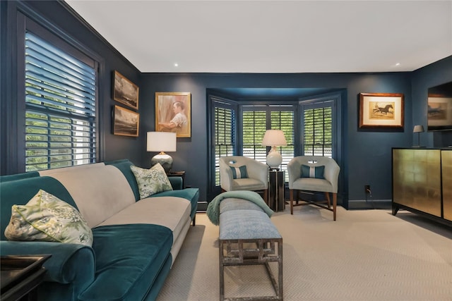 35 Brooke Ave, Bronxville, NY 10708 - living room with carpet floors, plenty of natural light, and baseboards