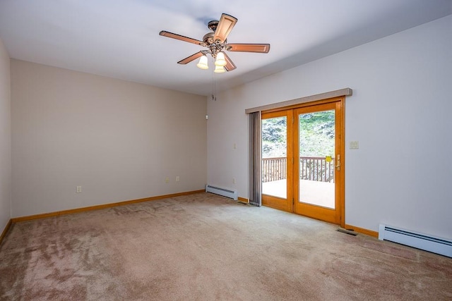 253 W Main St, Stony Point, NY 10980 - empty room featuring baseboard heating, carpet flooring, baseboards, and ceiling fan