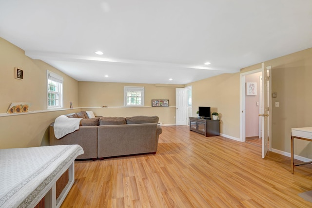 1 Red Fox Ln, Brewster, NY 10509 - living room featuring light wood-type flooring, plenty of natural light, recessed lighting, baseboards, and french doors