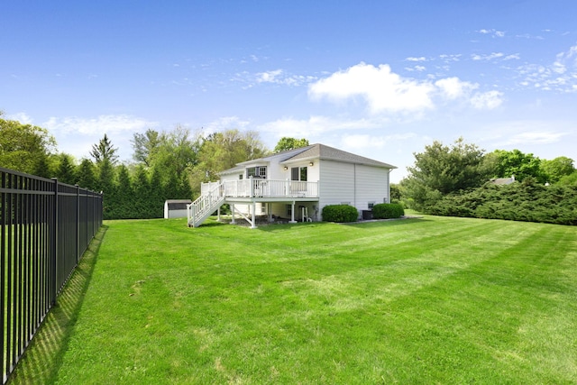 1 Red Fox Ln, Brewster, NY 10509 - back of property featuring a wooden deck and stairway