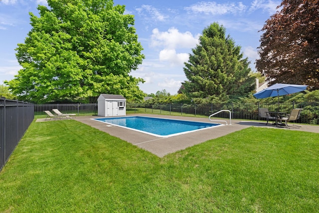 1 Red Fox Ln, Brewster, NY 10509 - view of swimming pool with a storage unit, a patio area, and an outdoor structure
