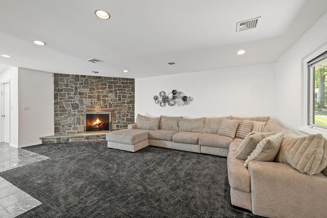 8 Beaumont Dr, New City, NY 10956 - living room with recessed lighting and a fireplace