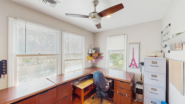 1079 Candlewood Rd, Brentwood, NY 11717 - office featuring ceiling fan and wood finished floors