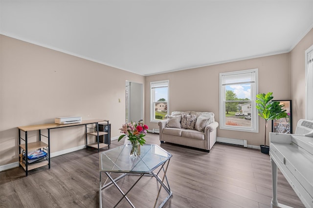 8 Red Oak Ct, Middletown, NY 10941 - living area featuring ornamental molding, wood finished floors, plenty of natural light, and baseboards