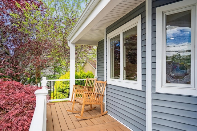 wooden terrace with covered porch
