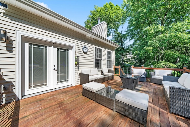 9 Hill Rd, Washingtonville, NY 10992 - wooden terrace with outdoor lounge area and french doors