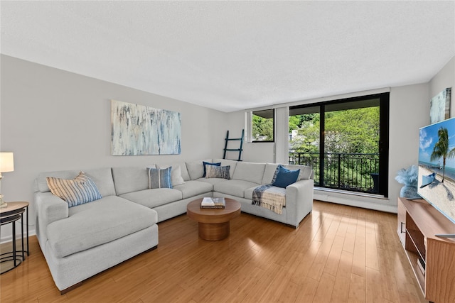 25 Rockledge Ave Unit 501, White Plains, NY 10601 - living room featuring light wood-style floors and a textured ceiling