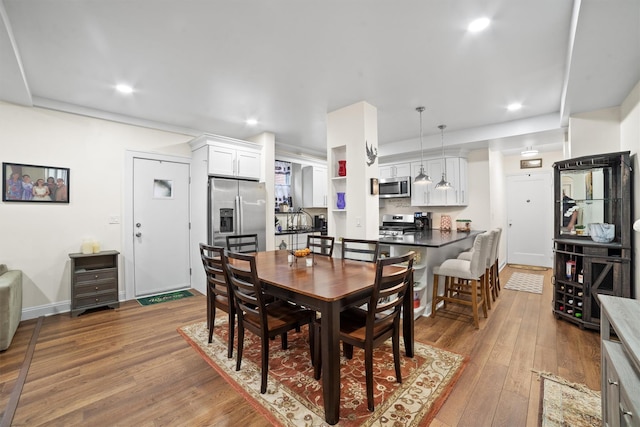 90 Bryant Ave Unit Ftd, White Plains, NY 10605 - dining room featuring wood-type flooring, recessed lighting, and baseboards