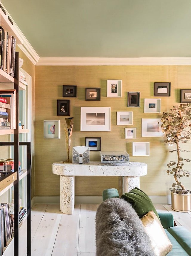 office area featuring ornamental molding