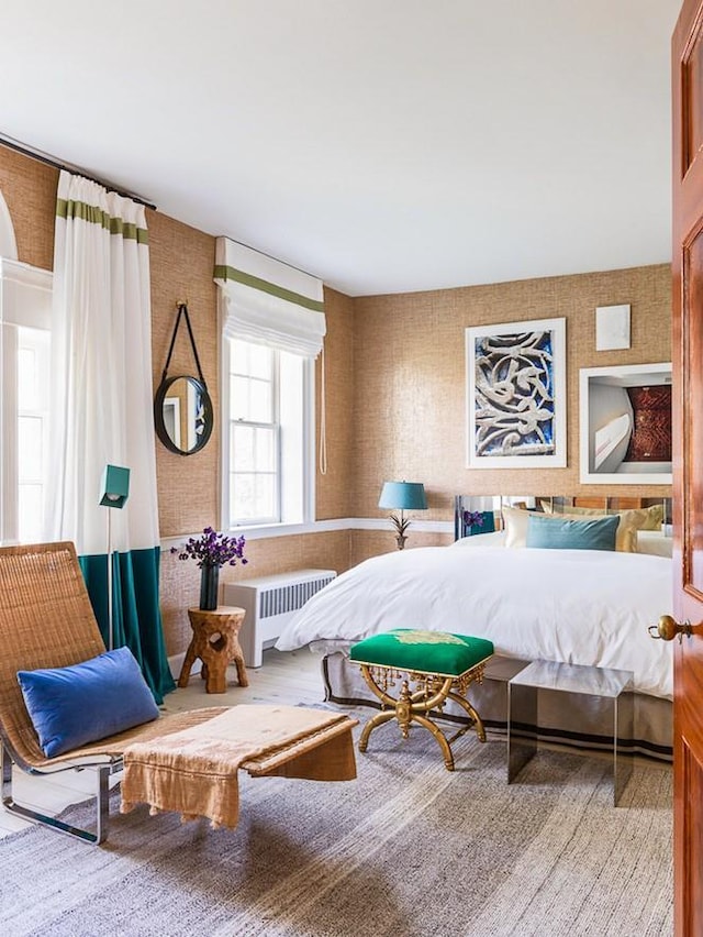 bedroom with radiator heating unit