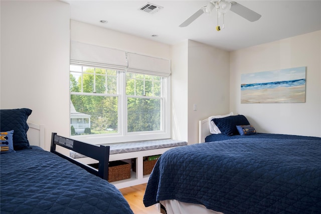 1145 Bay Haven Ln, Southold, NY 11971 - bedroom featuring light wood-type flooring and ceiling fan