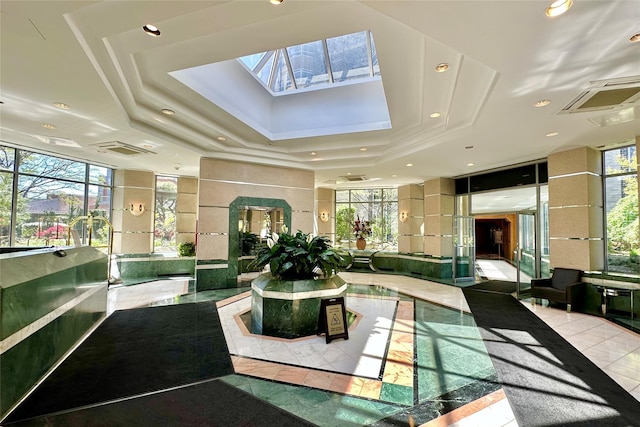 community lobby with recessed lighting
