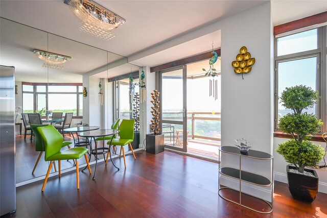 dining room featuring wood finished floors and healthy amount of natural light