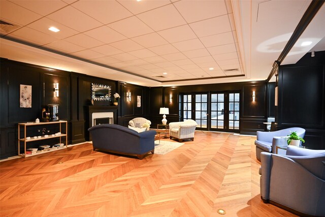 common area with a decorative wall