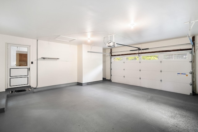 garage with a garage door opener