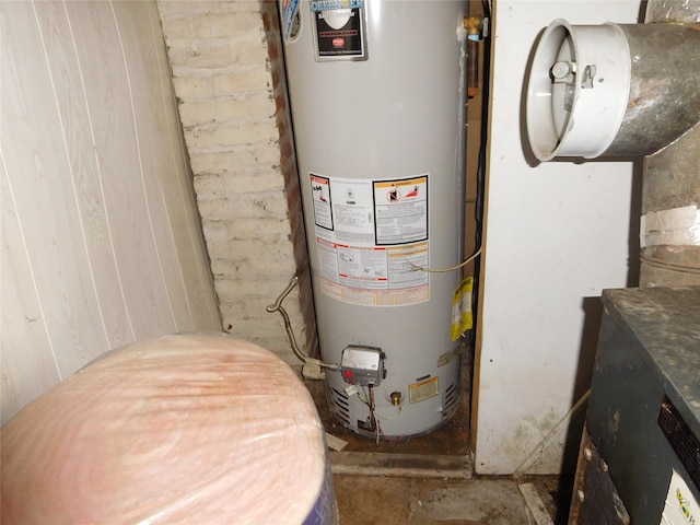 utility room with water heater