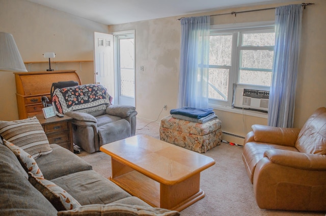 15 Feller Newmark Rd, Red Hook, NY 12571 - living area with a baseboard radiator, plenty of natural light, carpet floors, and cooling unit