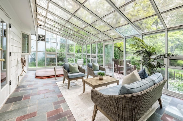 16 Cayuga Rd, Scarsdale, NY 10583 - sunroom / solarium featuring lofted ceiling and an outdoor hangout area