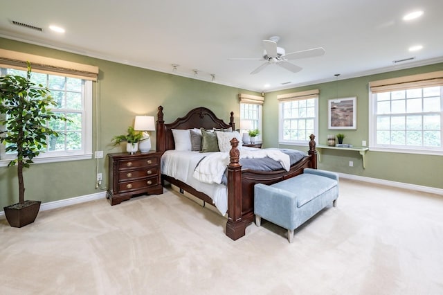 16 Cayuga Rd, Scarsdale, NY 10583 - bedroom with carpet floors, multiple windows, ornamental molding, baseboards, and recessed lighting